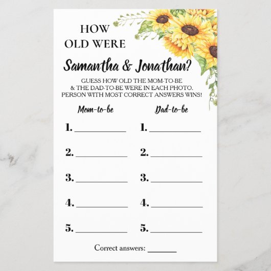 バイリンガルのゲームカードの赤ちゃんシャワーの年齢 チラシ (正面)