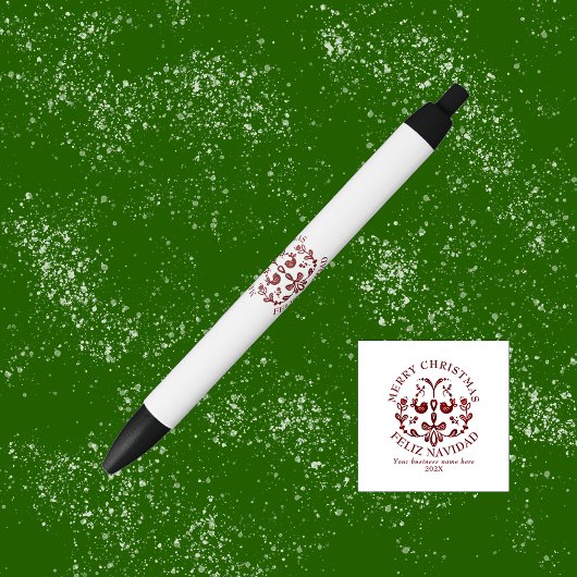 バイリンガルのスペインのクリスマスブルゴーニュ鳥 黒ボールペン
