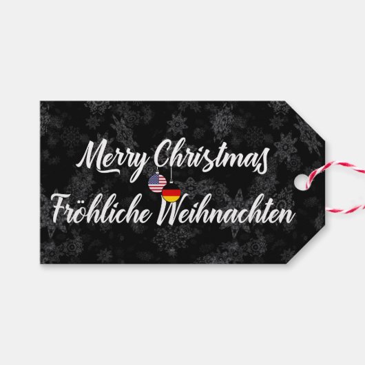 バイリンガルのドイツ語アメリカのホリデーギフトラベル ギフトタグ (正面(横))