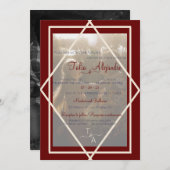 バイリンガルのバーガンディー結婚式招待状 招待状 (正面/裏面)