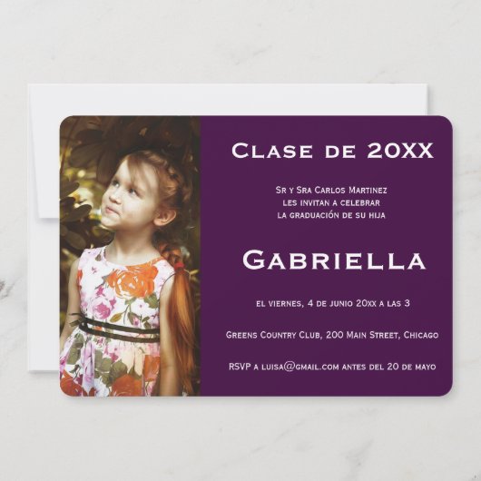 バイリンガルの両面卒業写真招待状 招待状 (裏面)