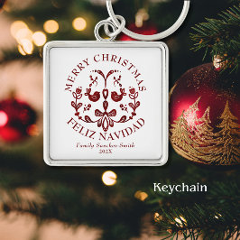 バイリンガルエレガントブルゴーニュの鳥のクリスマス キーホルダー