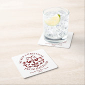 バイリンガルエレガントブルゴーニュの鳥のクリスマス スクエアペーパーコースター (インサイチュ)