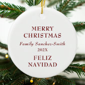 バイリンガルエレガントブルゴーニュの鳥のクリスマス セラミックオーナメント