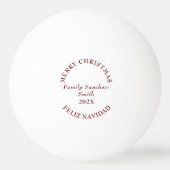 バイリンガルエレガントブルゴーニュの鳥のクリスマス 卓球ボール (正面)