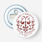 バイリンガルエレガントブルゴーニュの鳥のクリスマス 栓抜き (正面)