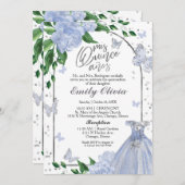 バイリンガルキンセアニェラバターフリスダスティブルーガウン 招待状 (正面/裏面)