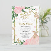 バイリンガルキンセアニェラバターフリズピンク赤面ガウン 招待状 (スタンド正面)