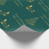 バイリンガルグリーンとゴールデンクリスマス ラッピングペーパー (角)