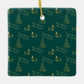 バイリンガルグリーンとゴールデンツリー セラミックオーナメント (正面)