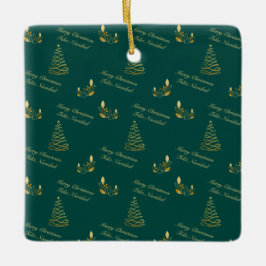 バイリンガルグリーンとゴールデンツリー セラミックオーナメント