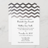 バイリンガルシルバーシェブロン結婚式招待状 招待状 (正面/裏面)