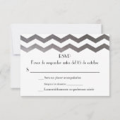 バイリンガルシルバーシェブロン結婚式招待状RSVP 出欠カード (裏面)