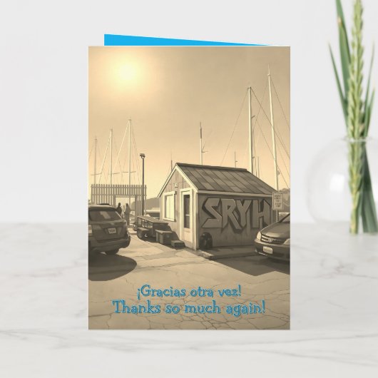 バイリンガルスペインの英語/折り感謝していた!あいさつ カード (裏面)