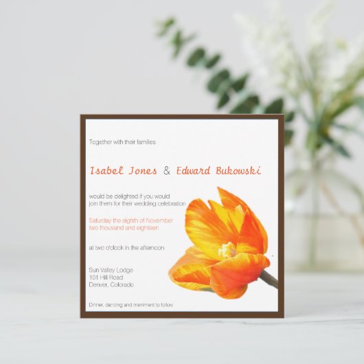 バイリンガルチューリップ結婚式招待状スクエア 招待状 (スタンド正面)