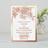 バイリンガルバラ金ゴールドさくらんぼ中国のブロッサム結婚ズ 箔招待状 (立ち正面)