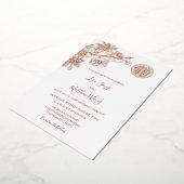 バイリンガルバラ金ゴールドさくらんぼ中国のブロッサム結婚ズ 箔招待状 (回転した状態)