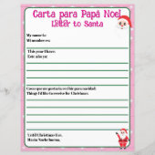 バイリンガルピンクの編集可能な手紙からサンタスペインのへ (正面)