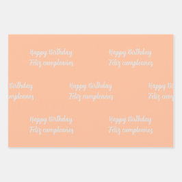 バイリンガルピーチフェリズクンプレニョス – ハッピーバースデー ラッピングペーパーシート