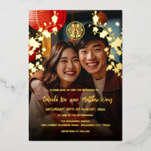 バイリンガルフォトレッド中国の金ゴールド結婚ズ