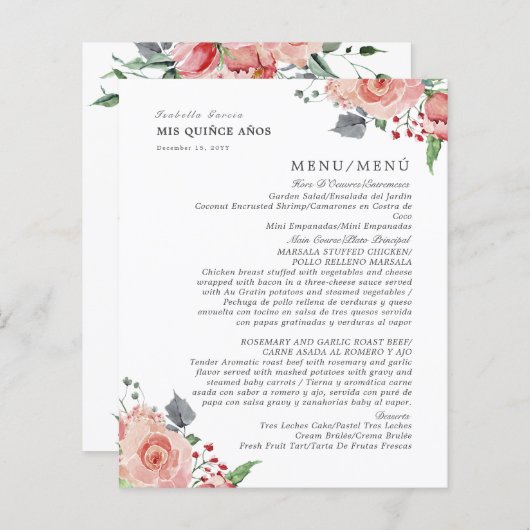 バイリンガルフローラキンセアニェラフードリンクメニュー (正面/裏面)