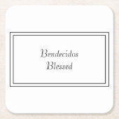バイリンガルブラック&ホワイトスペインの弁当堂賛美 スクエアペーパーコースター (正面)