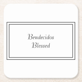 バイリンガルブラック&ホワイトスペインの弁当堂賛美 スクエアペーパーコースター