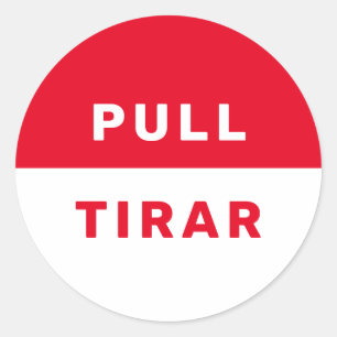 バイリンガルプル英語スペインの赤白の安全性 ラウンドシール