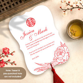 バイリンガルベトナム人婚礼 赤 結婚のお礼カード サンキューカード