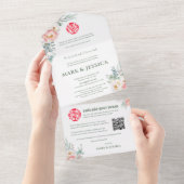 バイリンガルベトナム牡丹伝統的 オールインワン招待状 (貼ってはがせる)