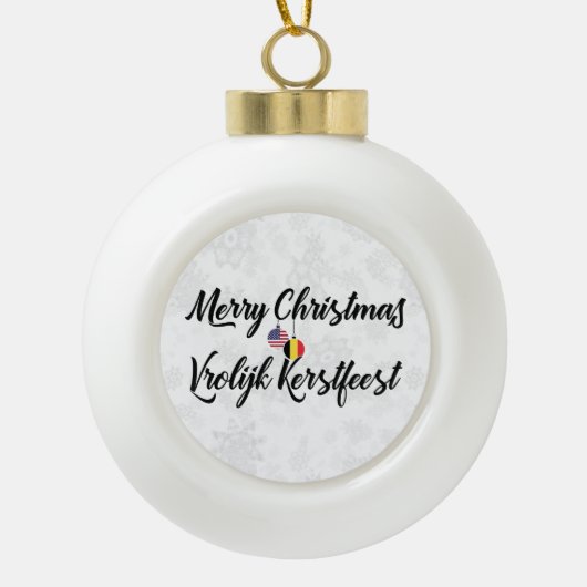バイリンガルベルジャンアメリカンホリデーオーナメント セラミックボールオーナメント (正面)