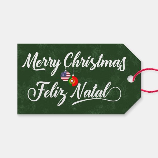 バイリンガルポルトガル語アメリカンホリデーギフトラベル ギフトタグ (正面(横))