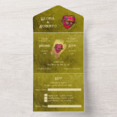 バイリンガルヴィンテージ赤いハートメキシ結婚カン オールインワン招待状 (内側)