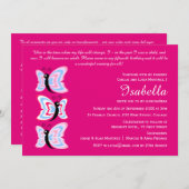 バイリンガル両面キンセアニラバタフライ誕生日 招待状 (正面/裏面)