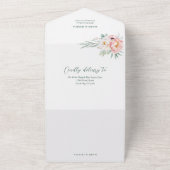 バイリンガル中国ののイングリッシュピンクの花 オールインワン招待状 (外側)