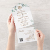 バイリンガル中国のユーカリ伝統的 オールインワン招待状 (貼ってはがせる)