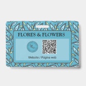 バイリンガル名と青ターコイズ離れパターン バッジ (裏面)