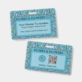 バイリンガル名と青ターコイズ離れパターン バッジ (正面＆裏面)