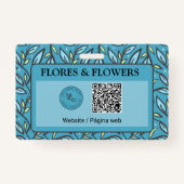 バイリンガル名と青ターコイズ離れパターン バッジ (裏面)