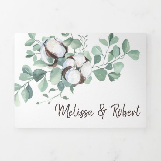 バイリンガル結婚式招待状ユーカリオールインワン 三つ折り招待状 (カバー)