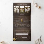 バイリンガル結婚式招待状素朴 – 写真 三つ折り招待状 (内部)