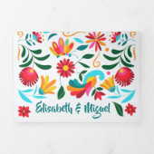 バイリンガル結婚式招待状- Flora All in One 三つ折り招待状 (カバー)