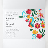 バイリンガル結婚式招待状- Flora All in One 三つ折り招待状 (内部中)