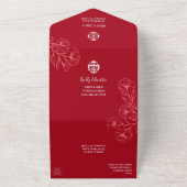 バイリンガル英語結婚赤 オールインワン招待状 (外側)