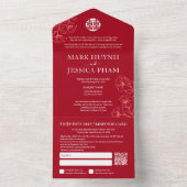 バイリンガル英語結婚赤 オールインワン招待状 (内側)