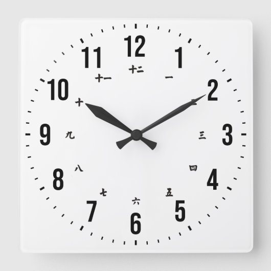 バイリンガル英語/時日本の計 スクエア壁時計 (正面)