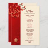 バイリンガル赤さくらんぼ中国のの結婚花 メニュー (正面/裏面)