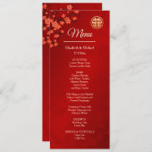 バイリンガル赤さくらんぼ中国のの結婚花 招待状 (正面/裏面)