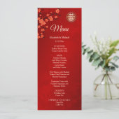 バイリンガル赤さくらんぼ中国のの結婚花 招待状 (スタンド正面)