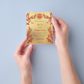 バイリンガル赤さくらんぼ花 | 中国の結婚 チラシ (手)